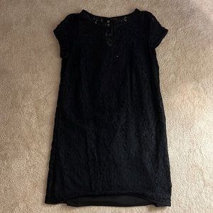 LOFT Black Lace Tee Dress